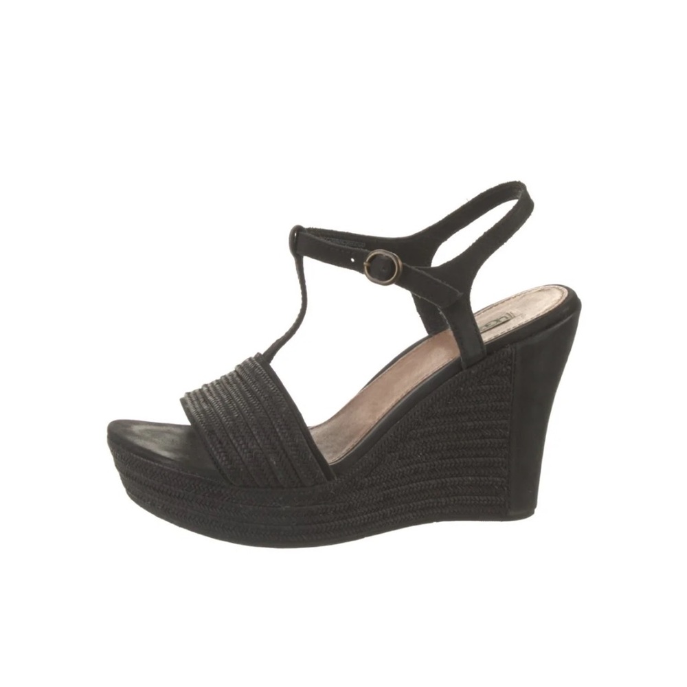 All black UGG wedge sandals